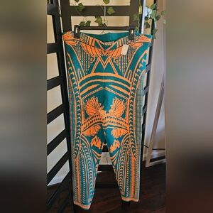 Fashion Nova Teal and Orange Leggings